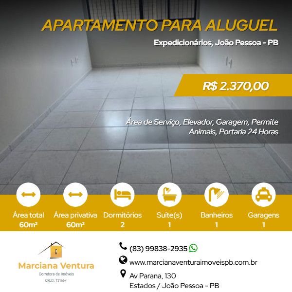 Apartamento - Aluguel - Expedicionários - João Pessoa - PB