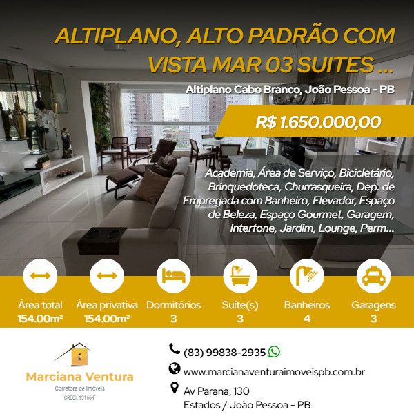 Apartamento Alto Padr�o - Venda - Altiplano Cabo Branco - Jo�o Pessoa - PB