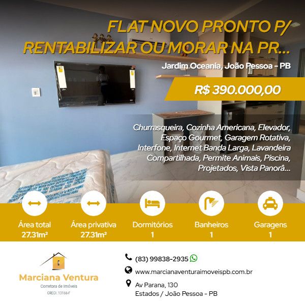 Flat - Venda - Jardim Oceania - João Pessoa - PB