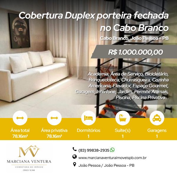 Cobertura Duplex - Venda - Cabo Branco - Jo�o Pessoa - PB