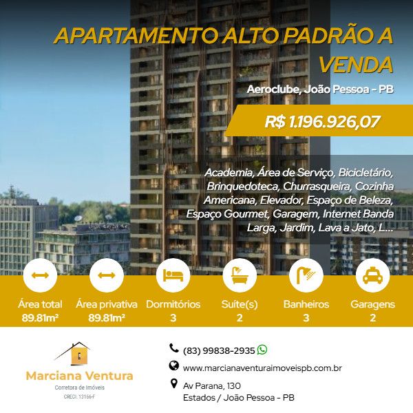 Apartamento Alto Padro - Venda - Aeroclube - Joo Pessoa - PB