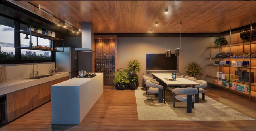 coworking integrado com espaço gourmet