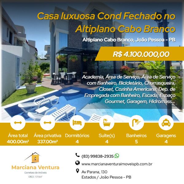 Casa em Condomnio - Venda - Altiplano Cabo Branco - Joo Pessoa - PB